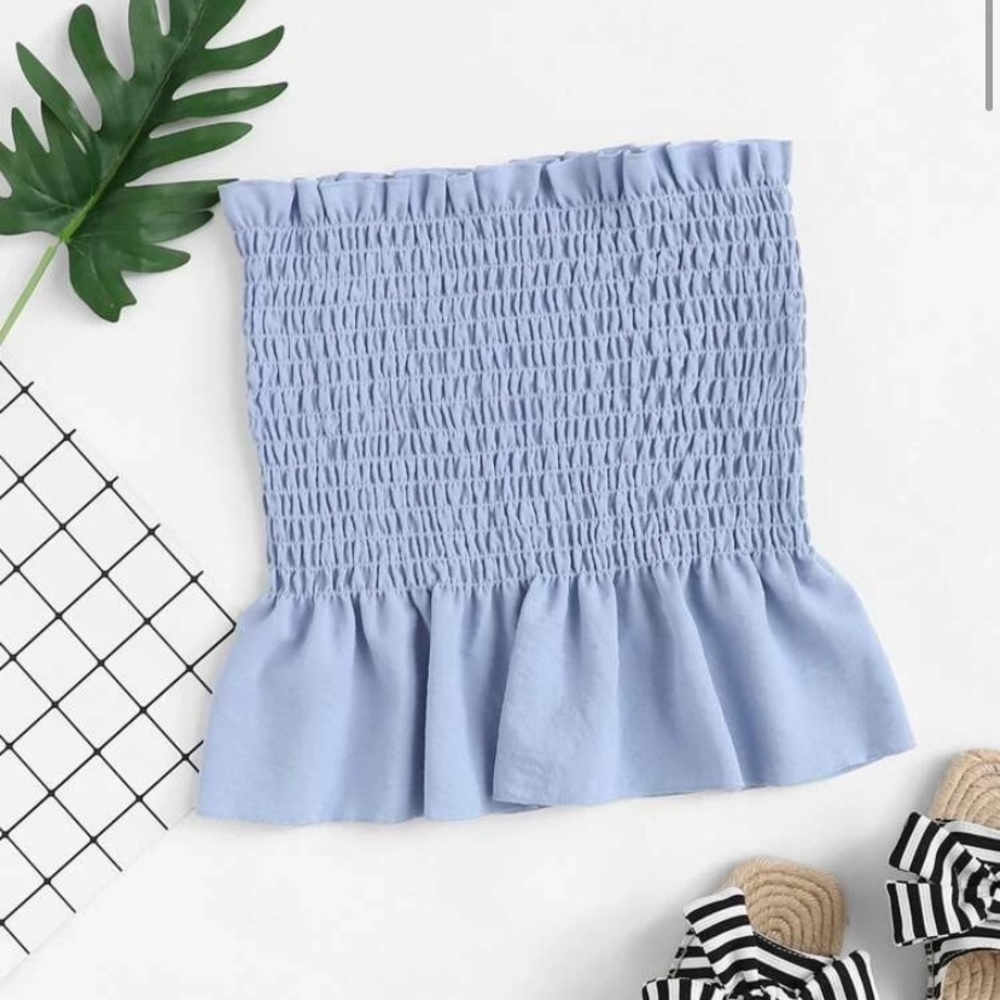 Ruffle Trim pleated tube top